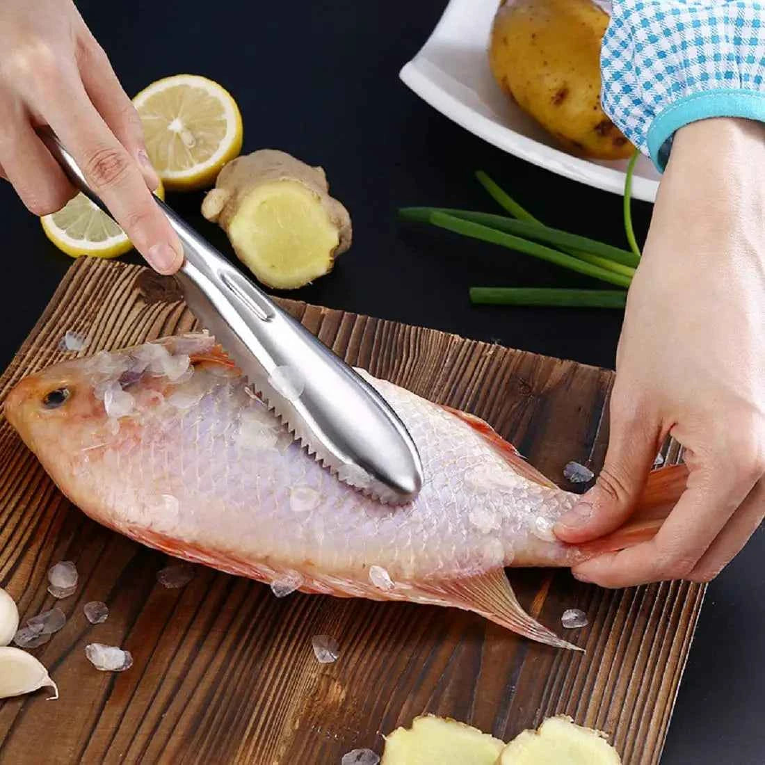 Fast Remove Fish Skin Scaler Brush, Stainless Steel Fish Scales Graters Scraper Easy Kitchen Cleaning Descaler Tool