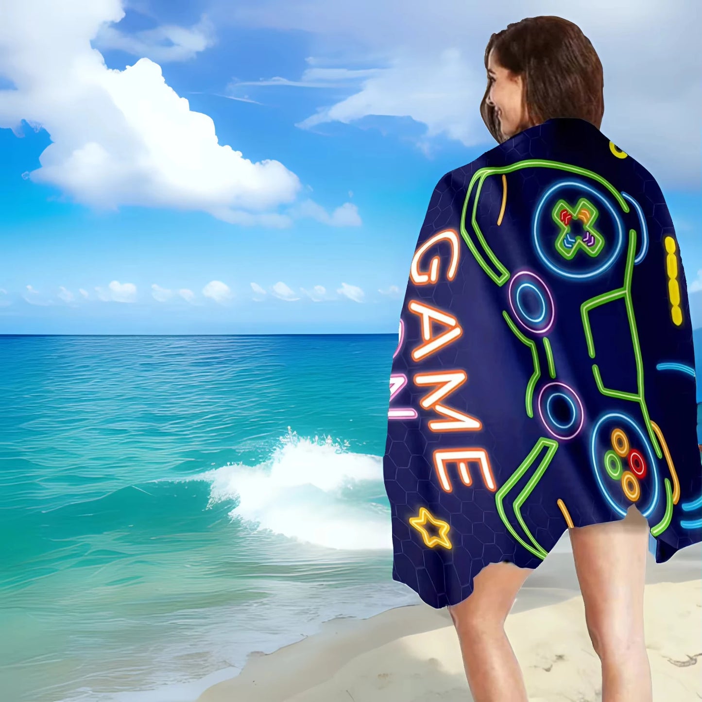 Microfiber Game Print Beach Towel | Quick-Dry Soft Lightweight Summer Towel