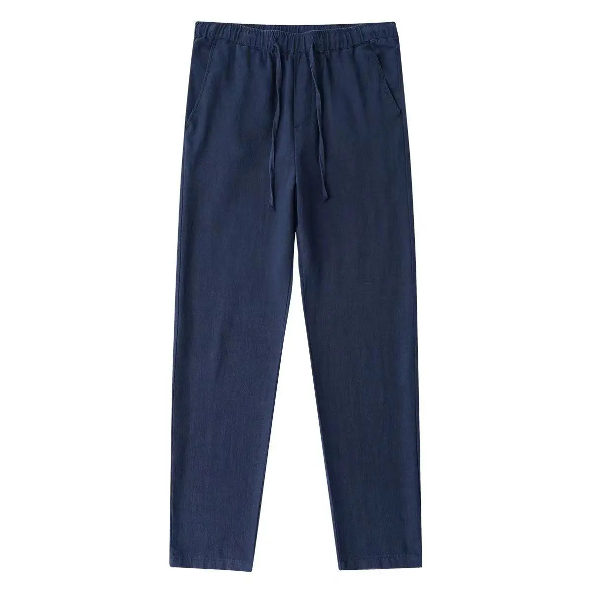 Men's Cotton Linen Pants — Breathable Solid Color Streetwear Trousers with Back Pocket