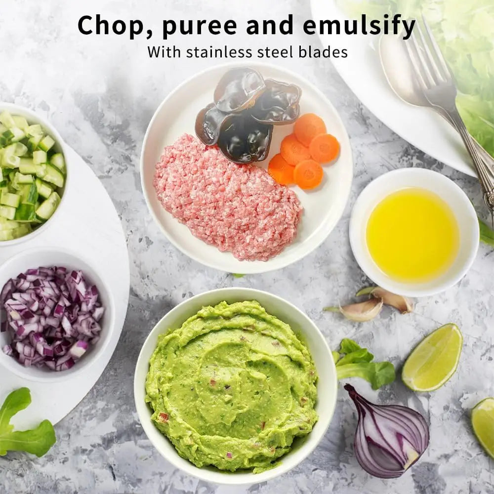 Electric Meat Grinder and Multi-function Food Processor with Four-Blade System