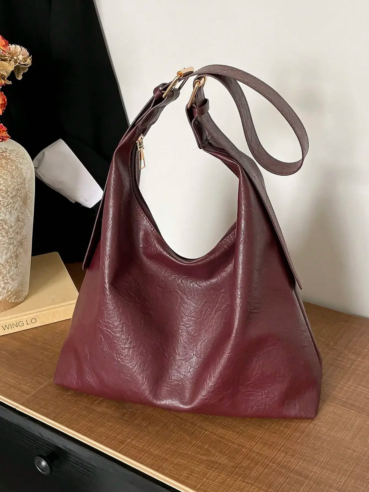 Large Capacity Solid Color Shoulder & Tote Bag