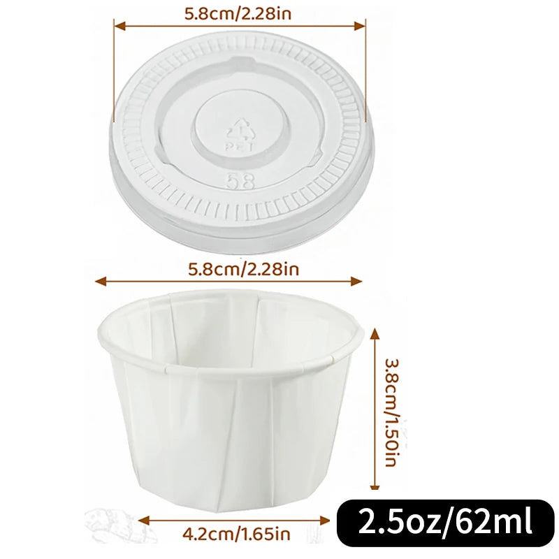 100pcs Disposable Paper Medicine Cups | 0.75/1/2.5oz Mini Cups for Pills Sauce & Food Tasting