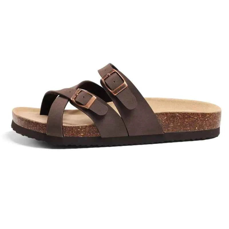 Crestar Women's Clogs Sandals Summer Slip On Slides Cork Footbed Sandals With Adjustable Buckle Lady Soft Casual Beach Slippers