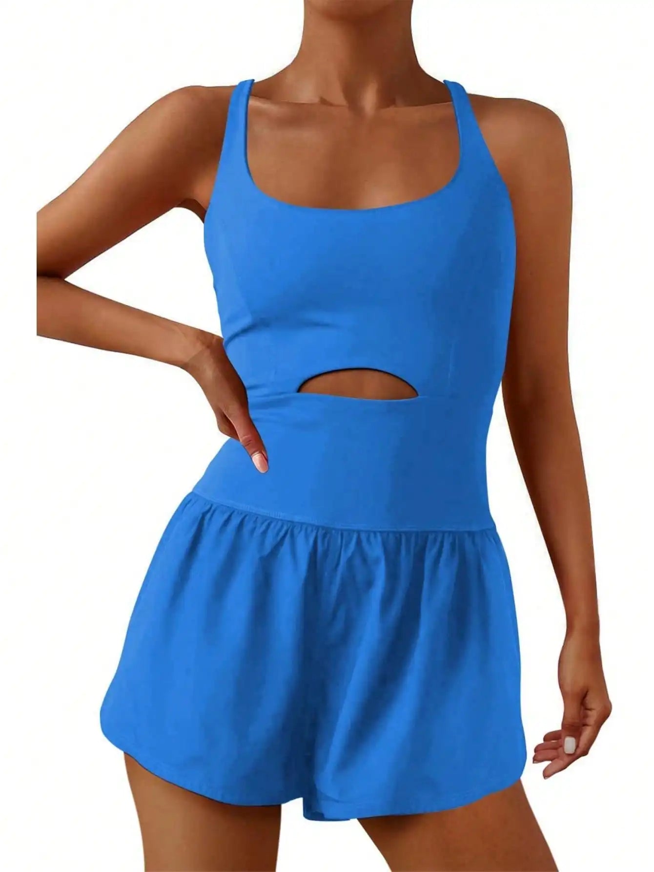 Women’s Sleeveless Gym Jumpsuit — Athletic Yoga & Running Romper