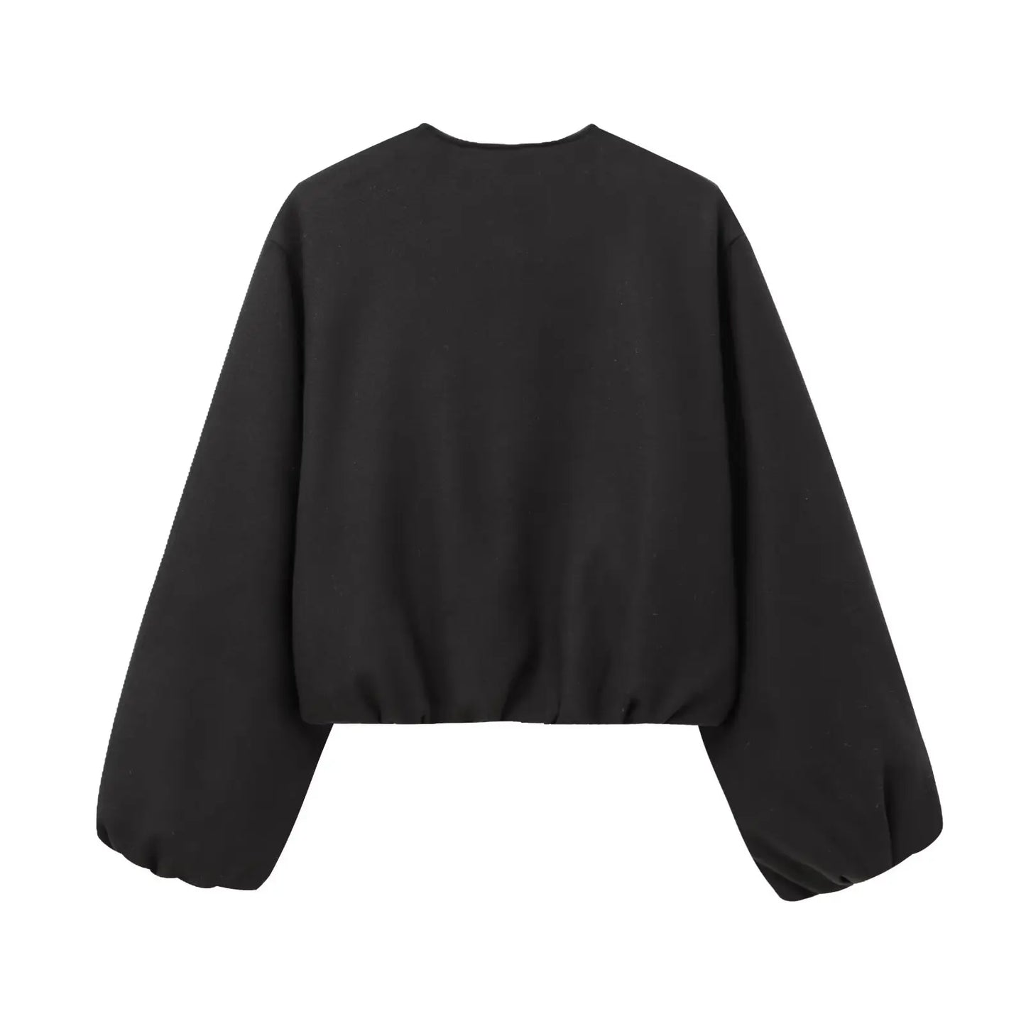 MUJER Women's Red Zipper Bomber Jacket — Soft Cropped Long Sleeve Sports Jacket