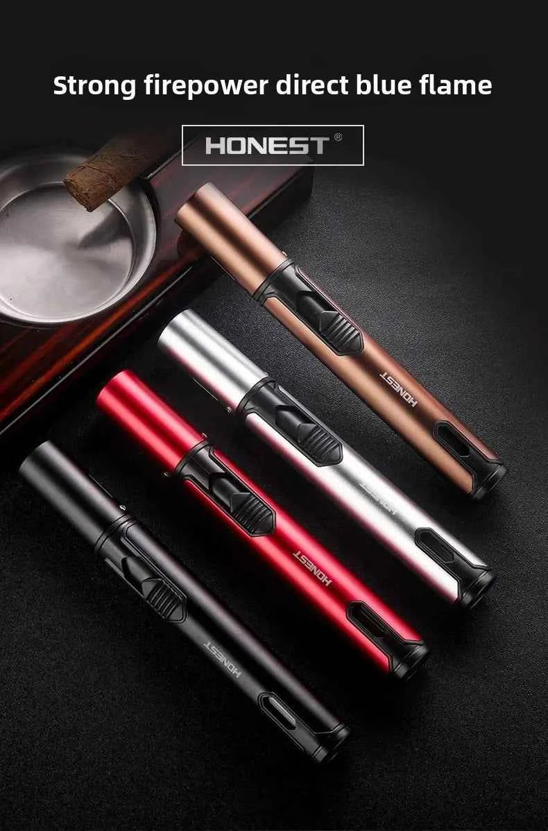 4PC/1PC Honest Metal Windproof Torch Gas Lighter, Refillable Pen Jet Flame Igniter for Kitchen BBQ Candle Camping Men's Gadget