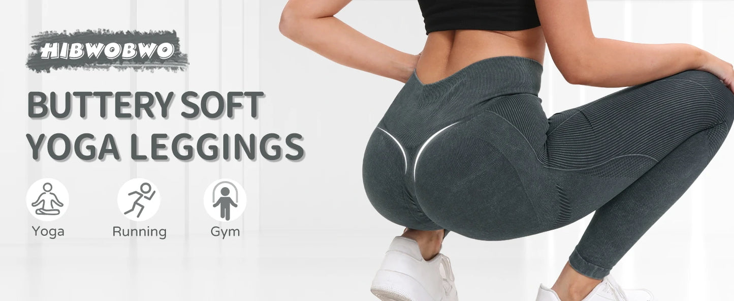 Lot de 2 leggings de yoga sans coutures taille haute galbants pour femme