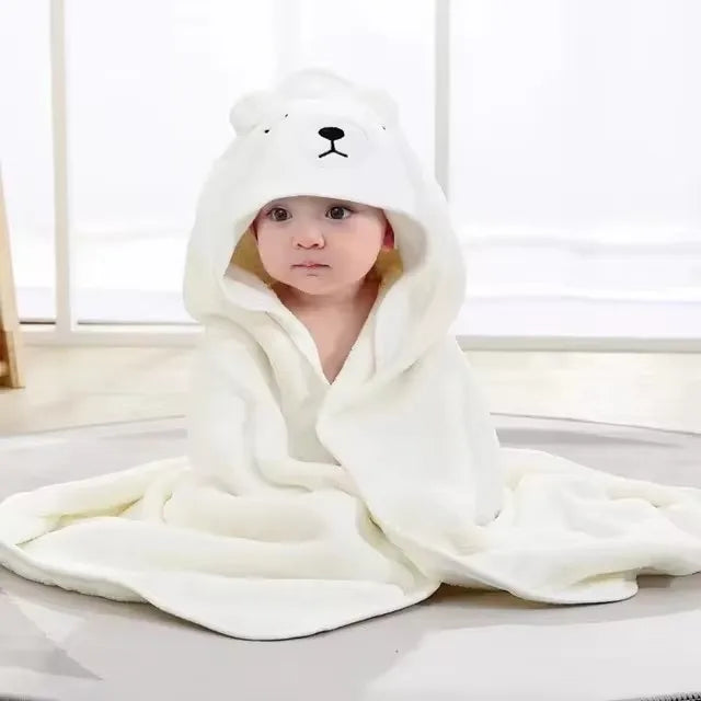 Cartoon Hooded Baby Bath Towel & Swaddle Wrap