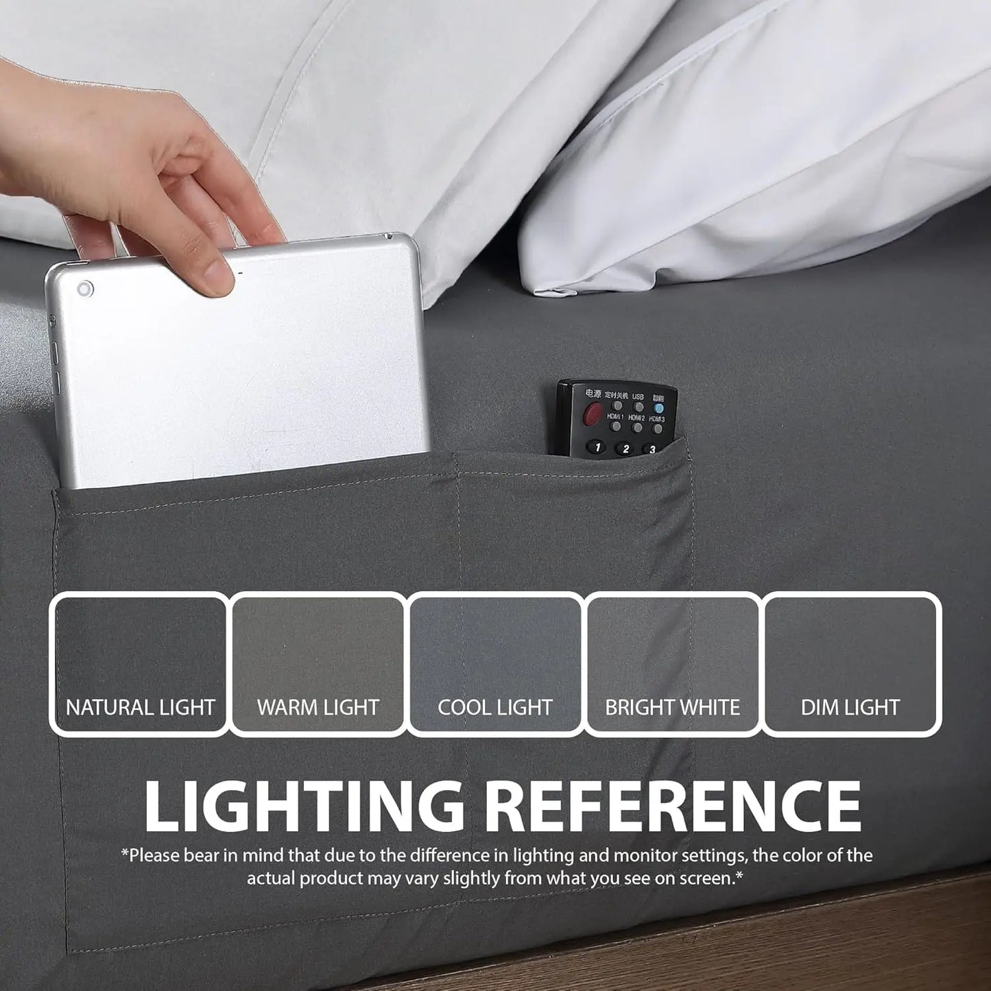 Queen Fitted Sheet with Double-Sided Pockets - 14" Deep Pocket Microfiber, Ultra Soft, Wrinkle & Fade Resistant, Grey