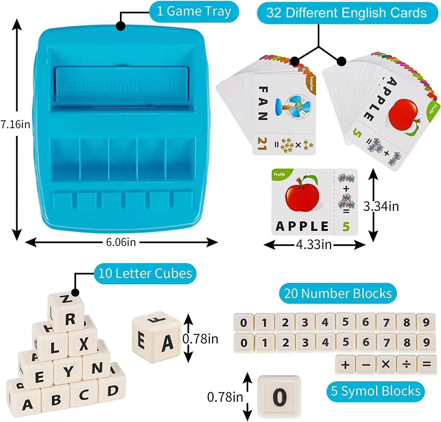 Educational Toys Learning Games for Kids 2 in 1 Matching Letter Spelling Number Cognition Early Math Game for Boys Girls Gifts