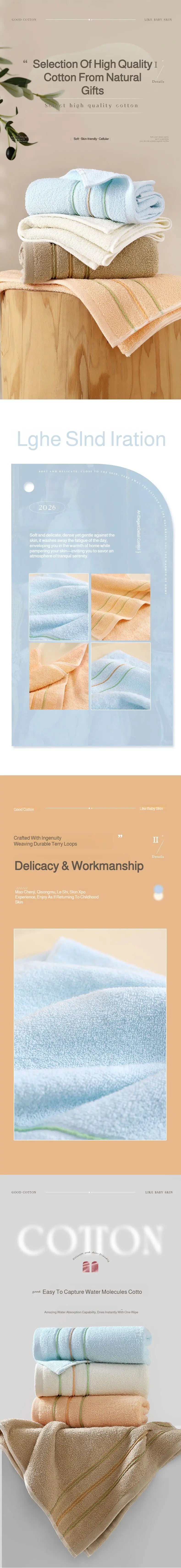 Extra-Thick Pure Cotton Bath & Face Towel — Home & Hotel