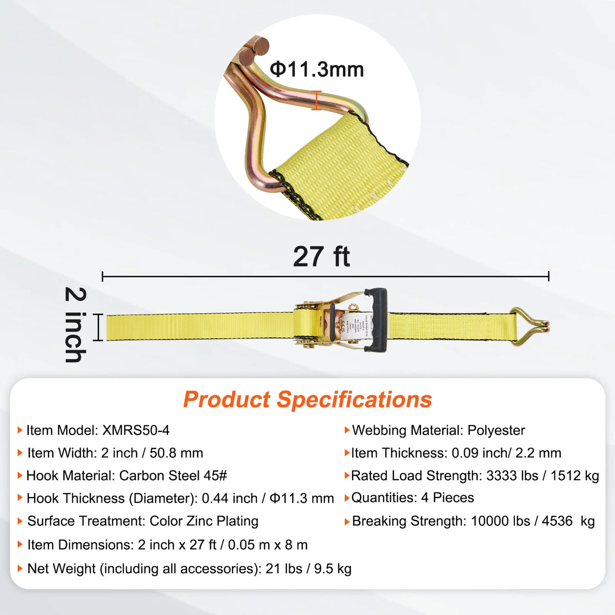 4pcs Ratchet Tie Down Strap Strong Double J Hook Ratchet Belt Luggage Bag Cargo Lashing for Moving Appliances
