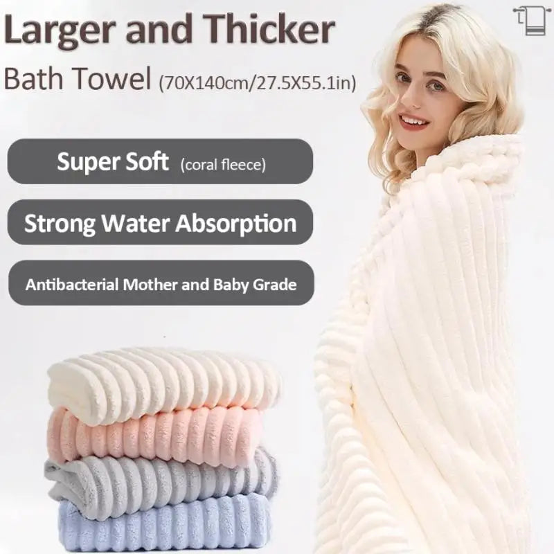 Premium Microfiber Bath Towel — Quick-Dry, 4 Colors, Gift Ready