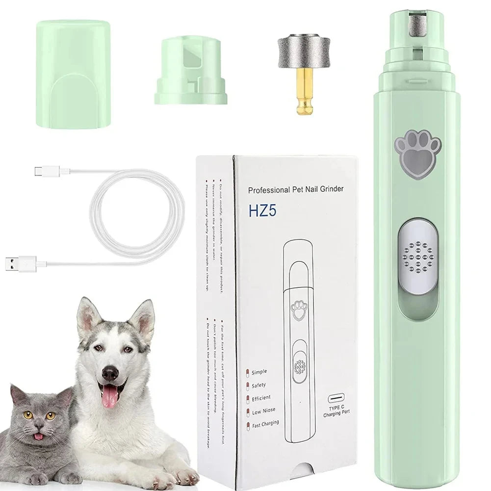 USB Rechargeable Electric Dog Nail Grinder with Polisher Wheel
