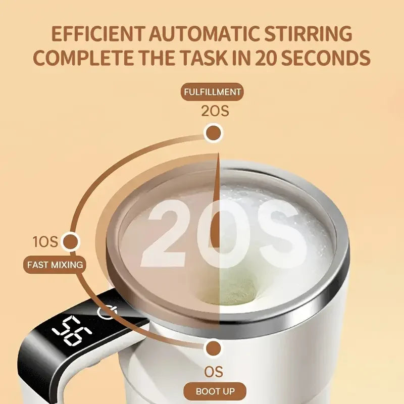 Smart mixing coffee cup LED display|USB charging|magnetic mixing function
