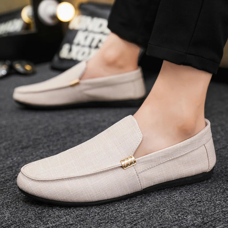 Mocassins en cuir souple pour hommes | Chaussures de conduite plates à enfiler printemps-automne grande taille