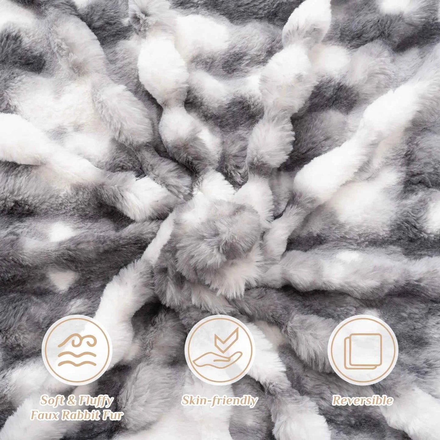 Faux Rabbit Fur Blanket for Bed,Thick & Warm Bed Blankets for Winter,Soft Cozy Fluffy Decorative Blankets for Bedroom