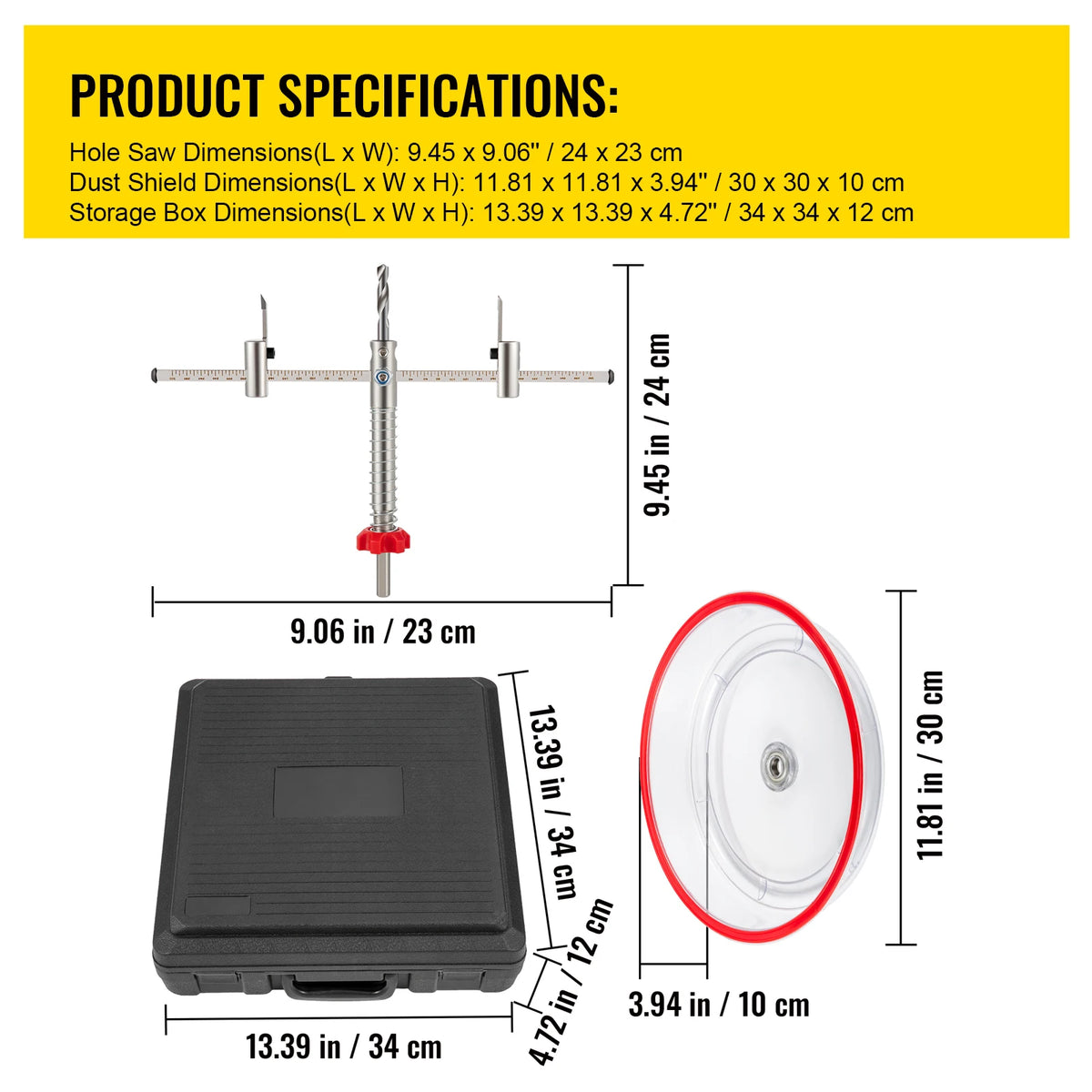Adjustable Steel Hole Saw Cutter Kit 40-200mm with Shield Hole Cutter Drill Bit DIY Tool Sheetrock Veneer Slate