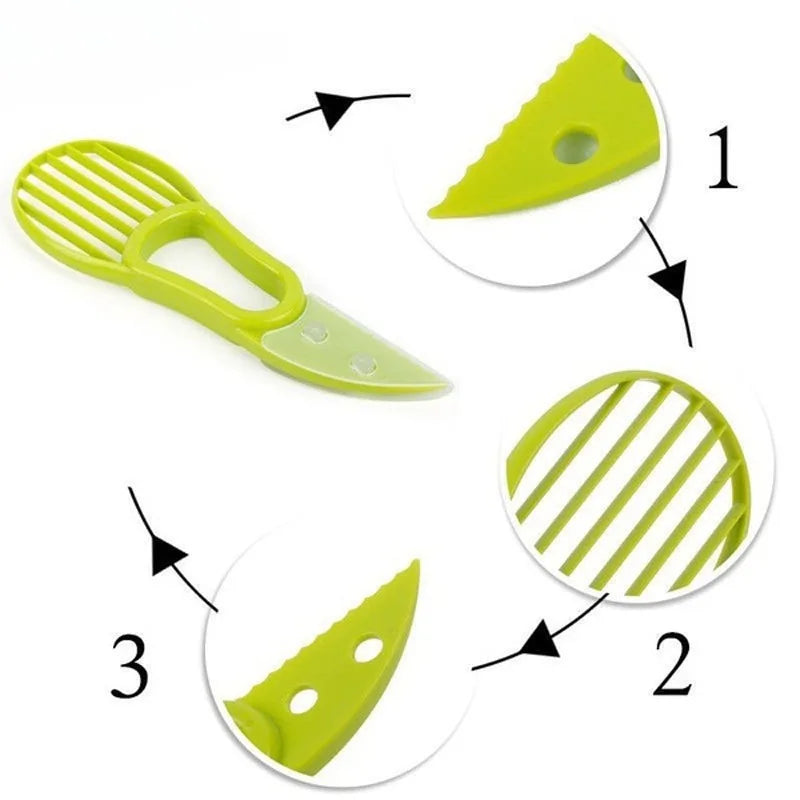 3-in-1 Avocado Slicer, Pitter & Peeler – Plastic Fruit Cutter & Pulp Separator Tool