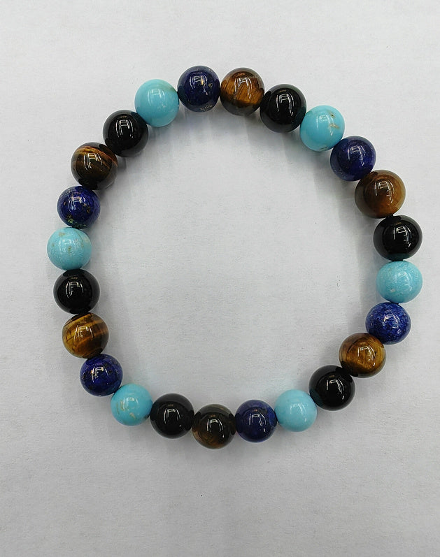 Tiger Eye Volcano Stone Orchid Pine Matte Blue Gold Stone Bracelet - DropOnline.co