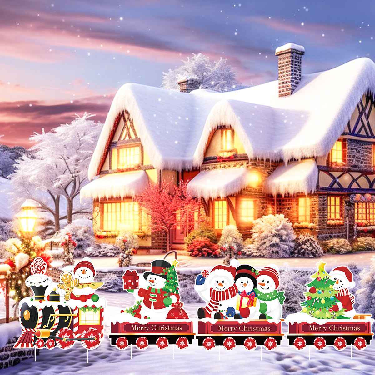 Christmas Yard Signs with Stakes - 4 Pack Holiday Lawn Decoration Set - DropOnline.co