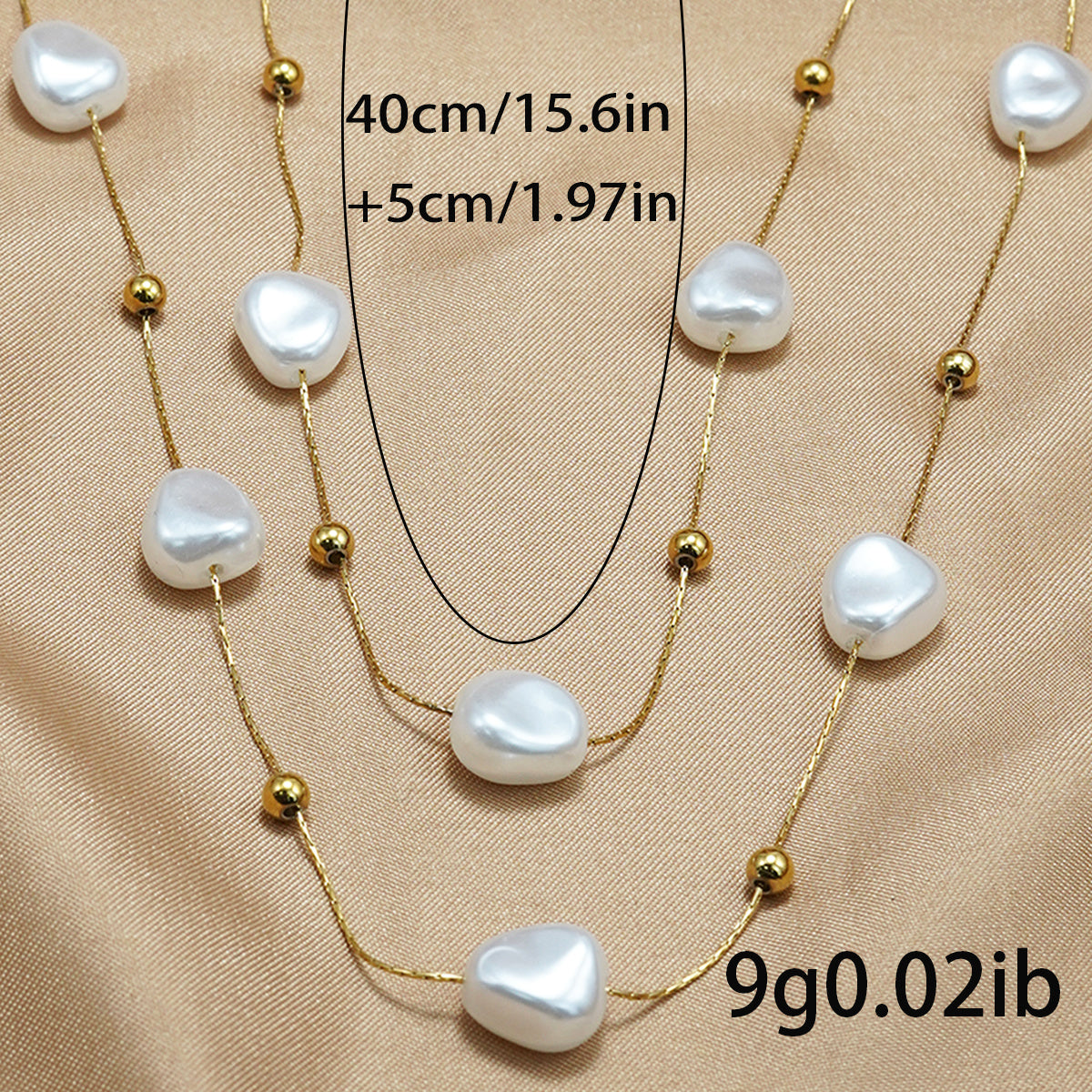 Lxalry 18K Gold Plated Pearl Studded Necklace Stainless Steel Minimalist Jewelry For Women Lightweight Hypoallergenic Gift For Wife Mom Skin Safe Luxury For Daily Evening Glam - DropOnline.co