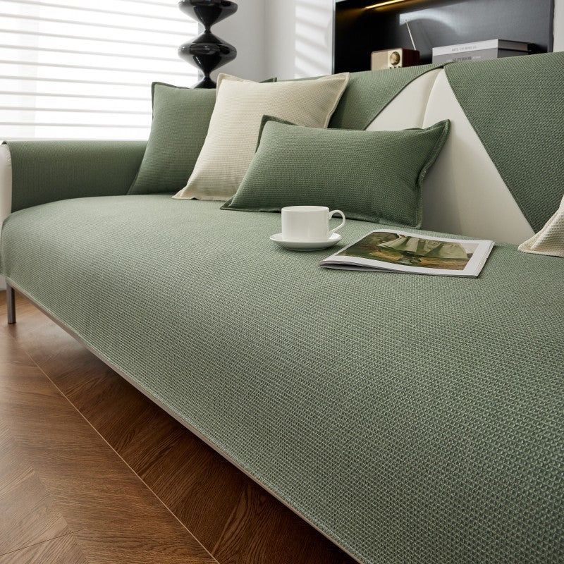 Waffle Solid Color Cream Sofa Cushion Waterproof Non-slip - DropOnline.co