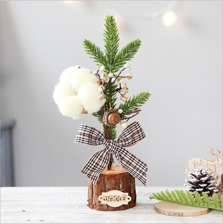 Artificial Christmas Tree Decorations For Home Creative Jute Red Fruit Pine Cone Desk Ornament Christmas Village DIY Decor Craft - DropOnline.co