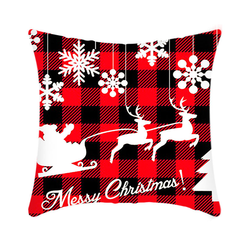 Merry Christmas Cushion Cover 45cm Elk Santa Claus Short Plush Sofa Pillow Cover Home Decor Pillowcase Christmas Decoration - DropOnline.co