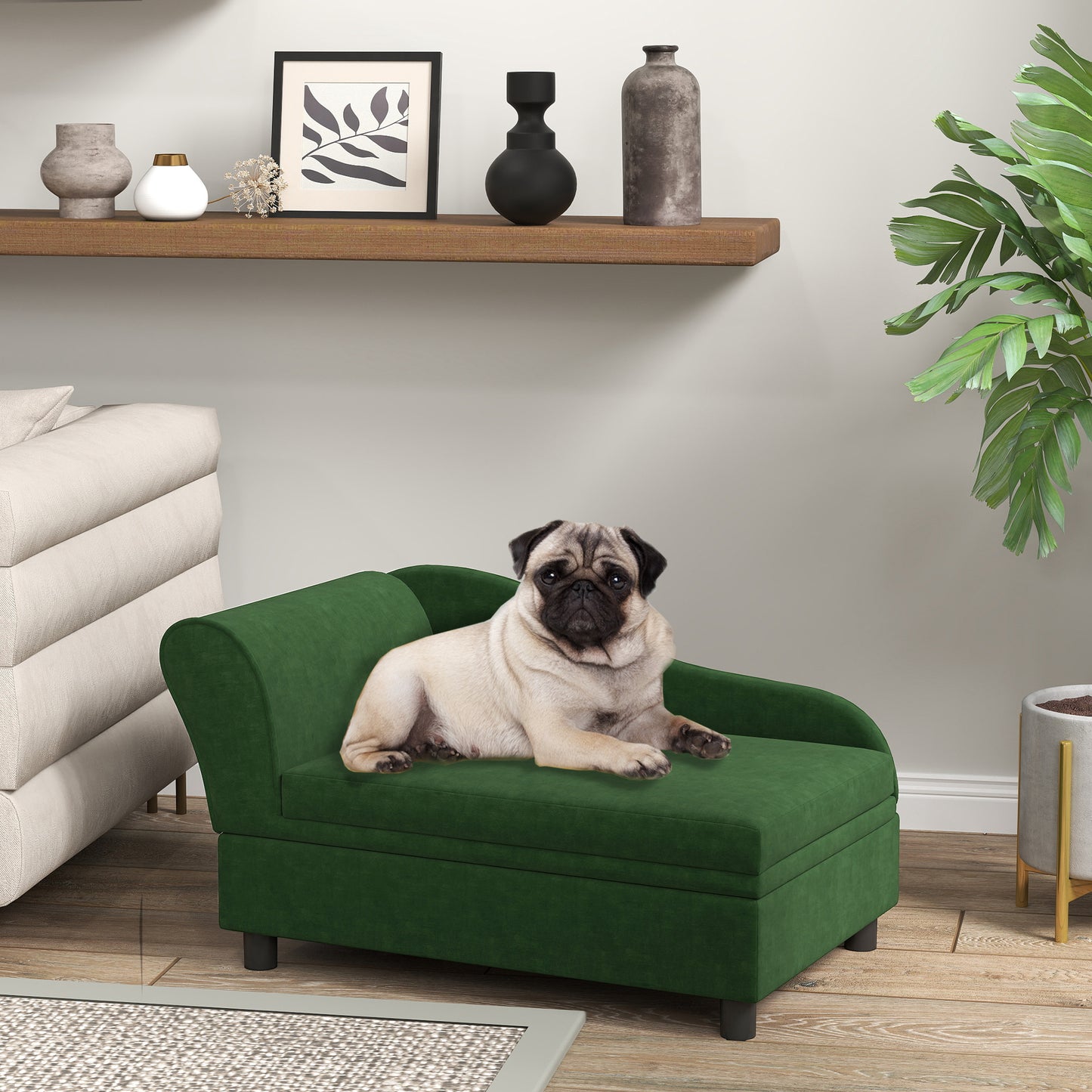 Pet Sofa Bed Couch With Storage, Pet Sofa For Cats And Small Dogs, Green - DropOnline.co