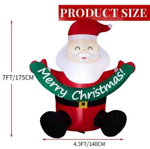 5.8FT Seated Elderly Person Hanging Banner - LED Christmas Inflatable Decoration