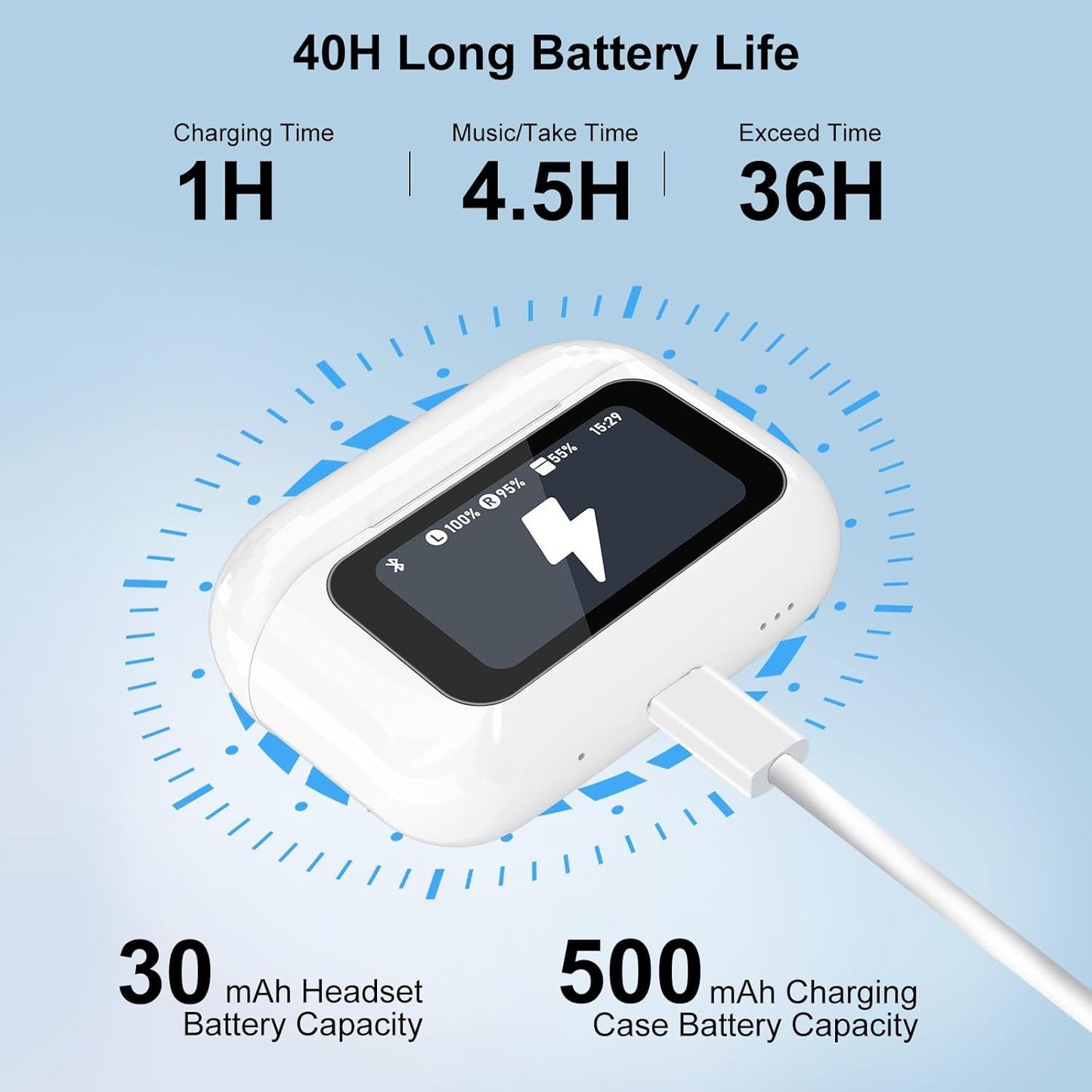 Wireless Earbuds, 5.4 Bluetooth Headphones With Touch Screen Ear Buds, ANC ENC Noise Cancelling Earbuds Headphones With Microphone, Wireless Bluetooth In Ear Earphones For Android IOS Phones - DropOnline.co