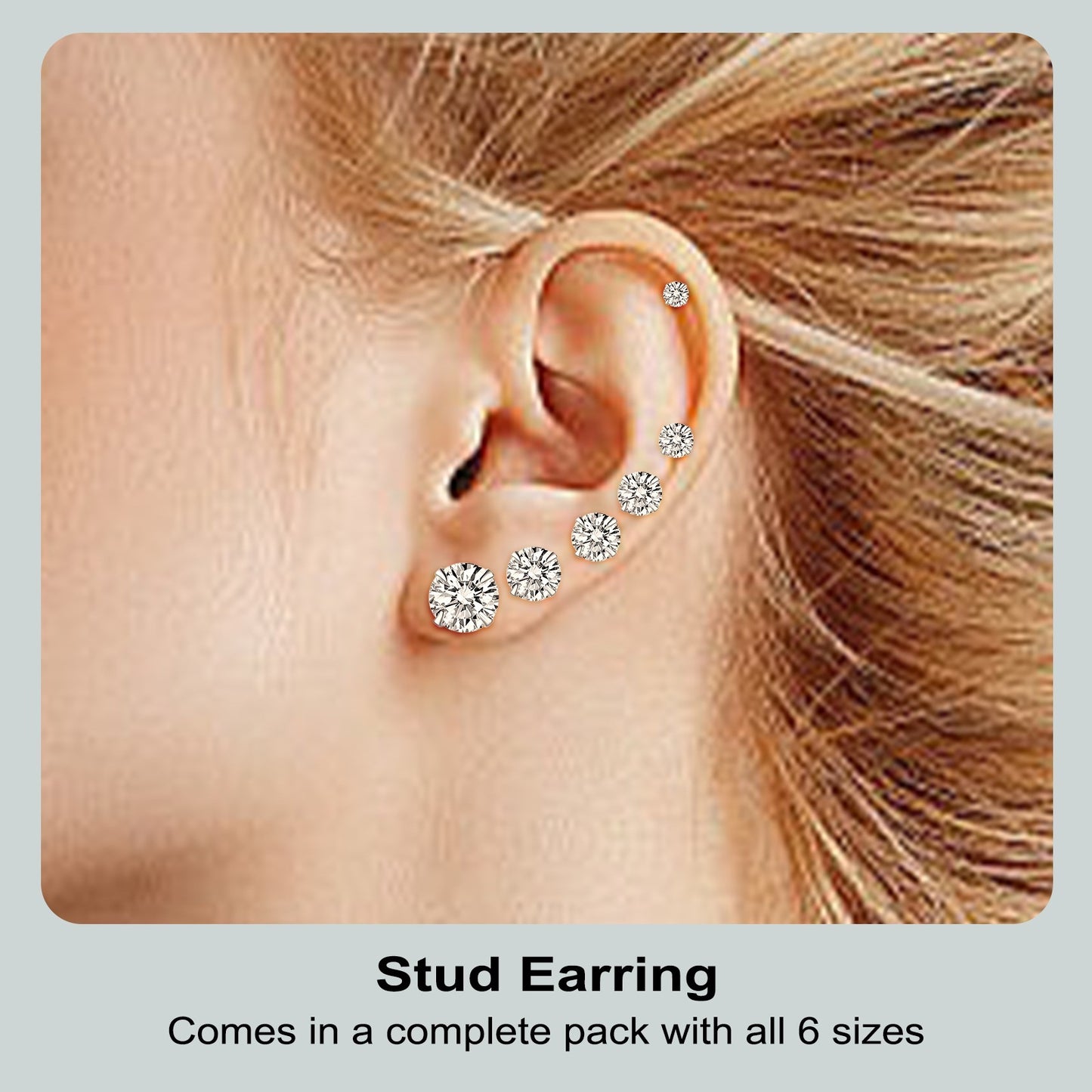 Huazi Diamond, Butterfly Buckle Titanium Steel Stud Earrings 6 Pairs - DropOnline.co