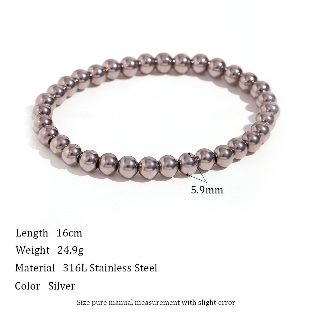 Niche Vintage Stainless Steel Plated 18K Elastic Bead Bracelet - DropOnline.co