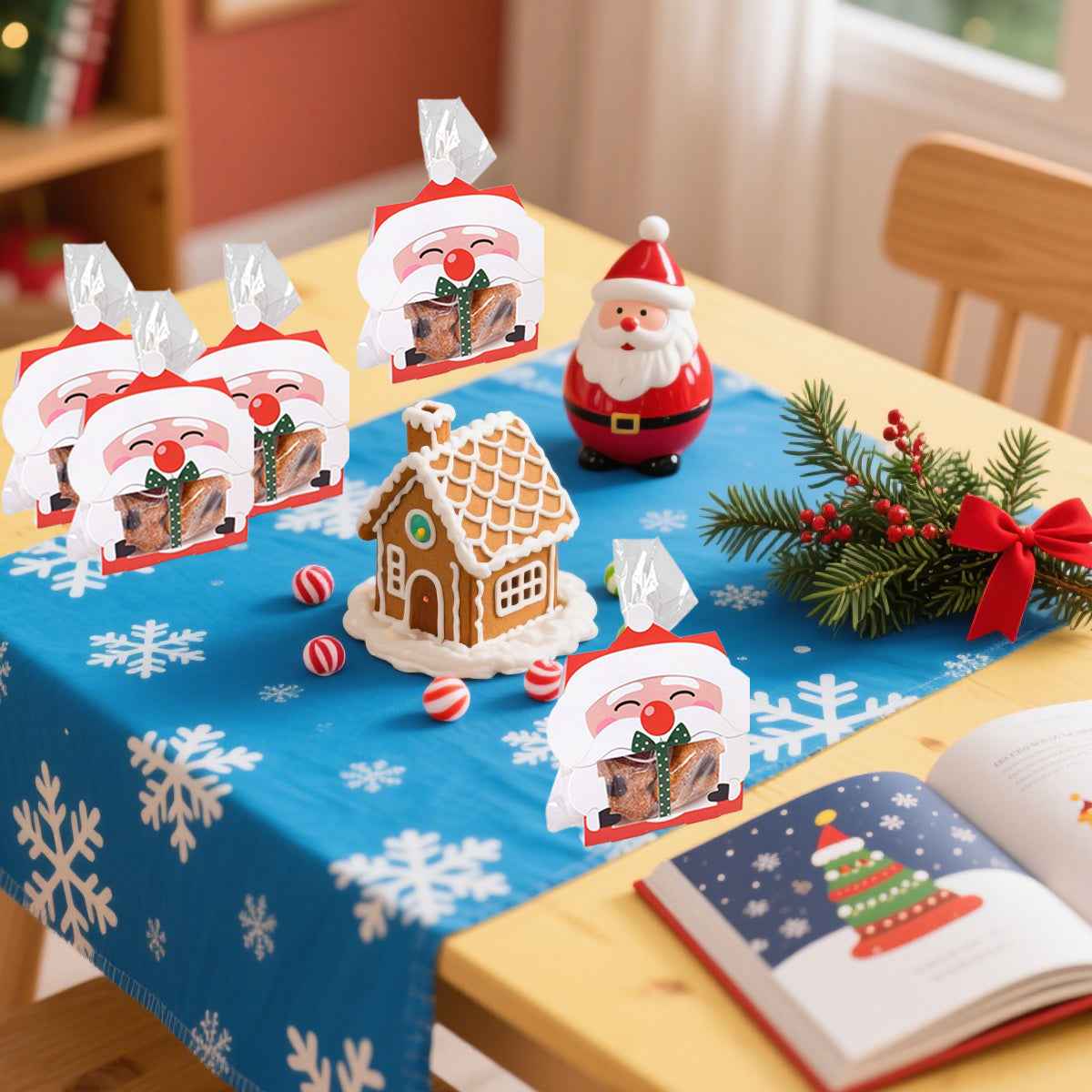 3D Christmas Goody Gift Boxes with Transparent Bags - Santa Claus Design - DropOnline.co