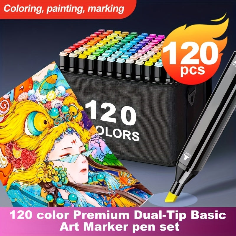 Alcohol Markers 120 Healthy Bright Professional Multi Colour Pens All Children Fold Color Naturally Colour Markers Oil-Based Scientific Purity Permanent Marker Pen - DropOnline.co
