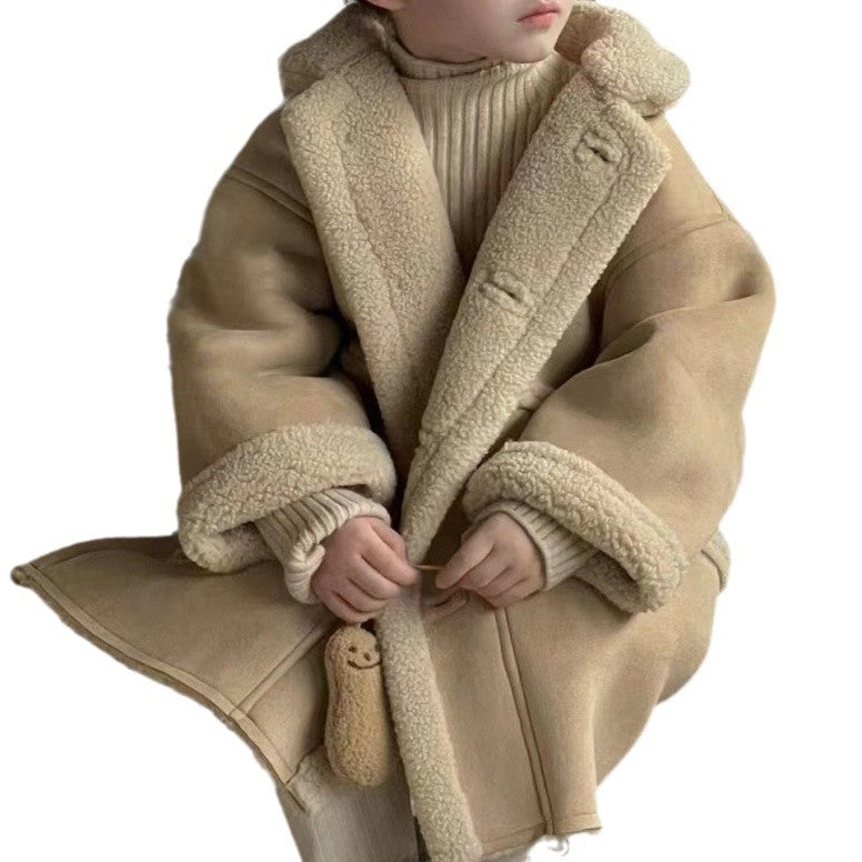 Girls' Coat Thick Lambswool Warm Coat Outerwear - DropOnline.co