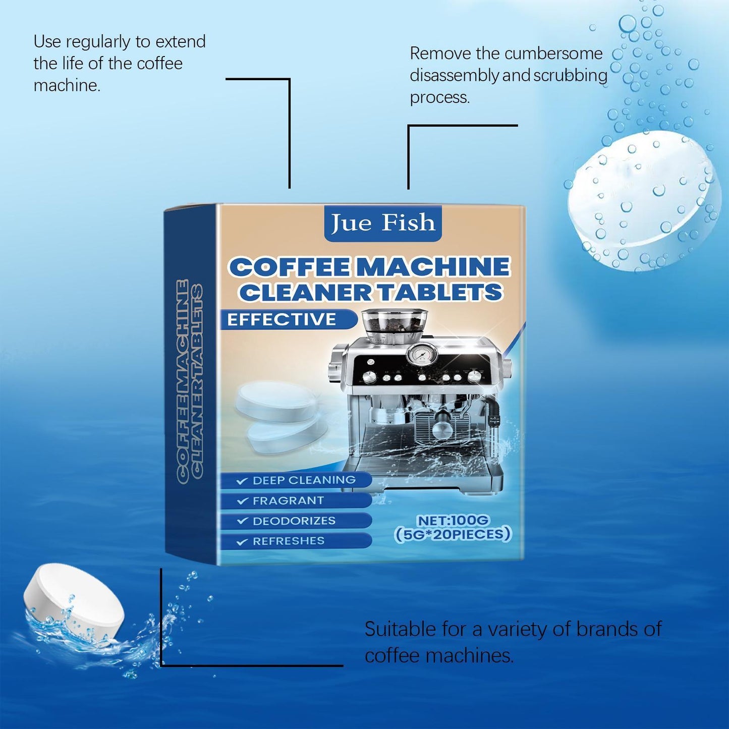 Jueyu Coffee Machine Cleaning Effervescent Tablets Clean Coffee Machine Stains And Dirt Renovation Maintenance Cleaner - DropOnline.co