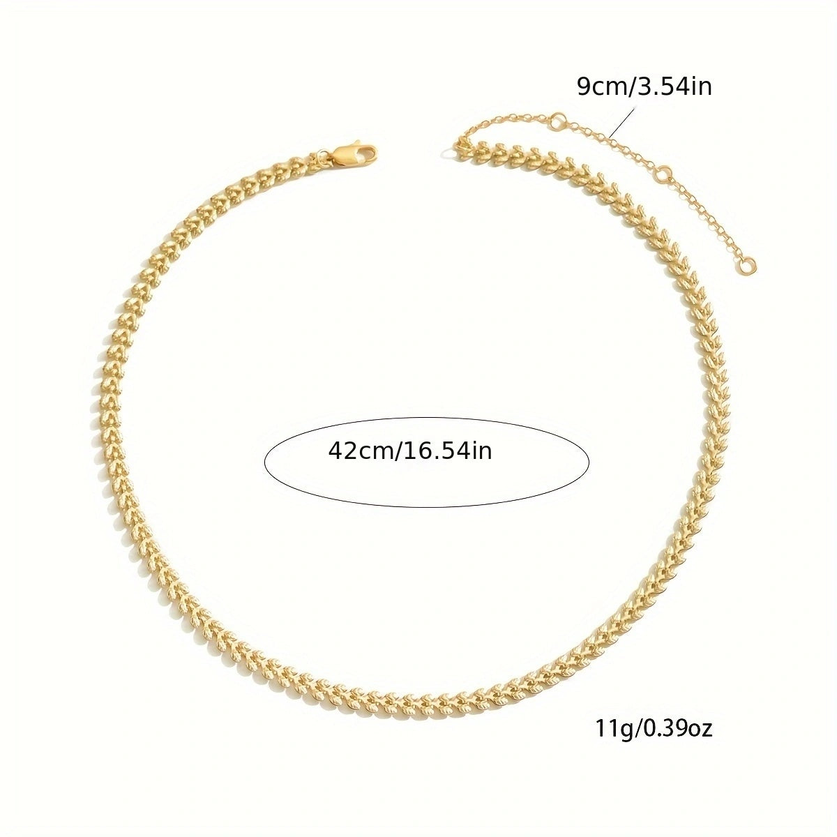 Luxury Chain Necklace Retro Geometric Wheat Leaf Design Stylish Spring Summer Accessories, Everyday Party Wear Gift Idea - DropOnline.co