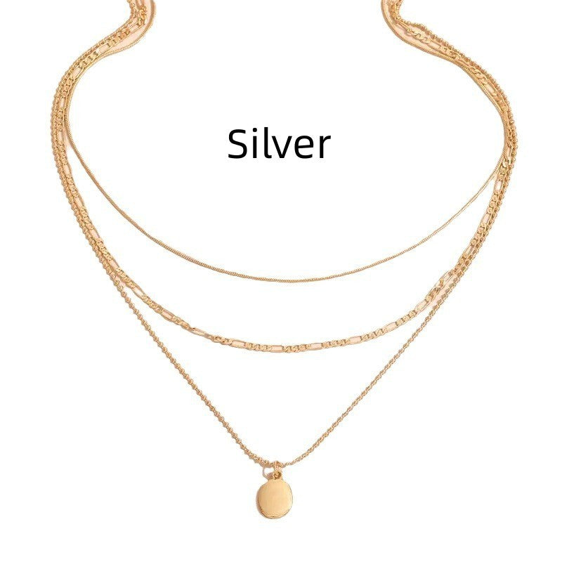 Vintage Geometric Metal Oval Pendant Necklace - DropOnline.co