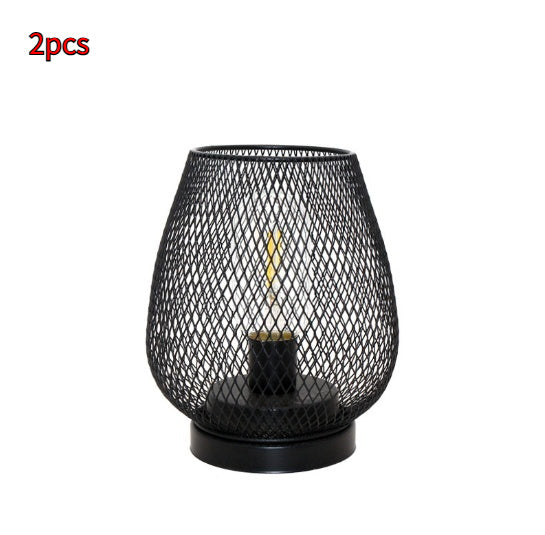 Retro Iron Art Table Lamp Battery Powered Night Light Hollowed Out Birdcage Desk Reading Lamp Bedroom Decor Bedside Table Lamp Home Decor - DropOnline.co