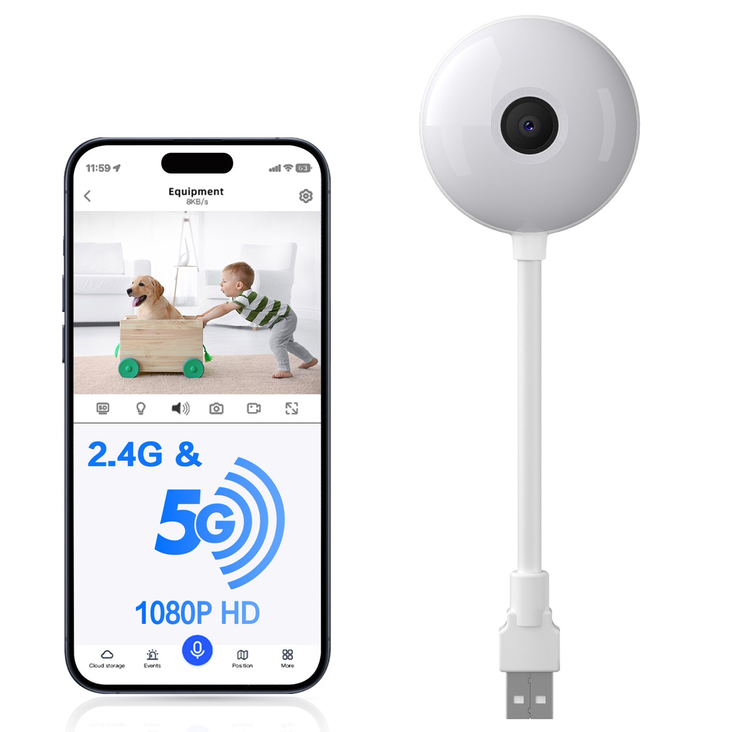 2K Lollipop WiFi Baby Monitor - 1080P Smart Camera with Night Vision & AI Detection - DropOnline.co