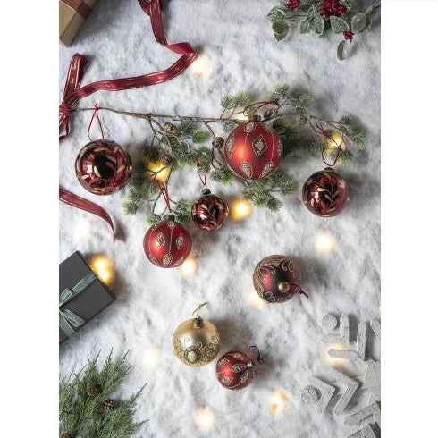 D3.9 Christmas Ball Ornaments - Glass Decorative Hanging Balls Set of 6 - DropOnline.co