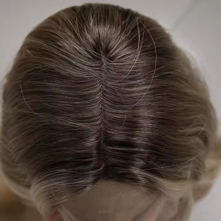 European And American Fashion T-shaped Lace Gold Gradient Wavy Curly Hair Wigs Shipped From Warehouse - DropOnline.co