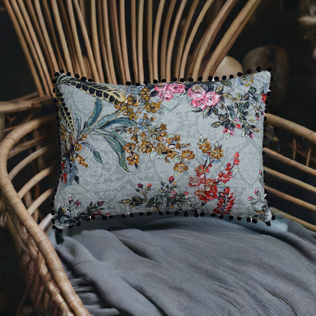 Coussin décoratif illustré à la main, 14 po x 20 po