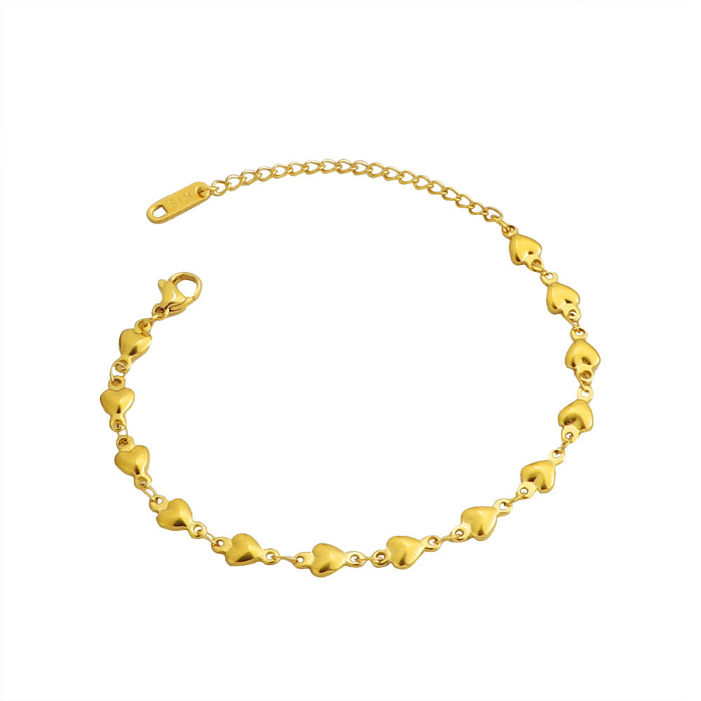 Gold Chain Heart Bracelet Stainless Steel - DropOnline.co