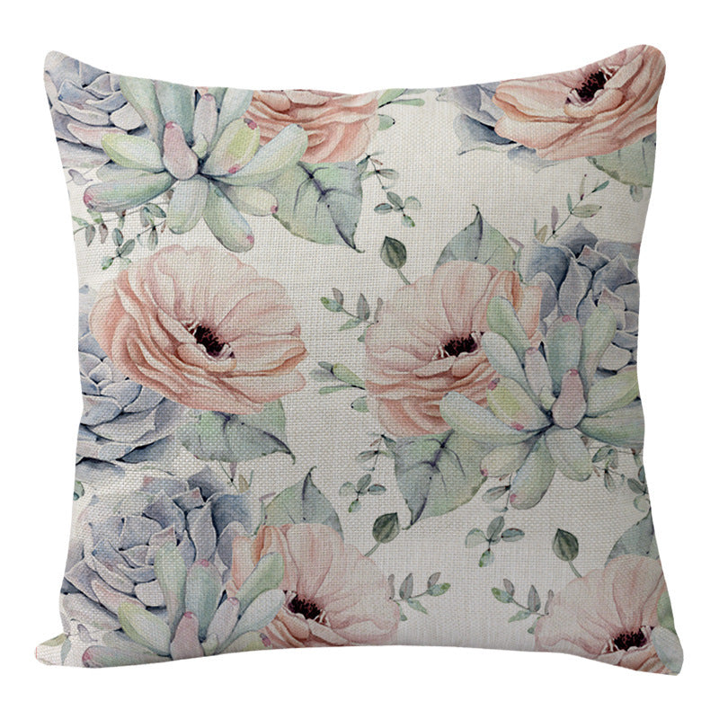 Flowers And Birds Flowers Flax Pillow Car And Sofa Cushion Lumbar Pillow - DropOnline.co