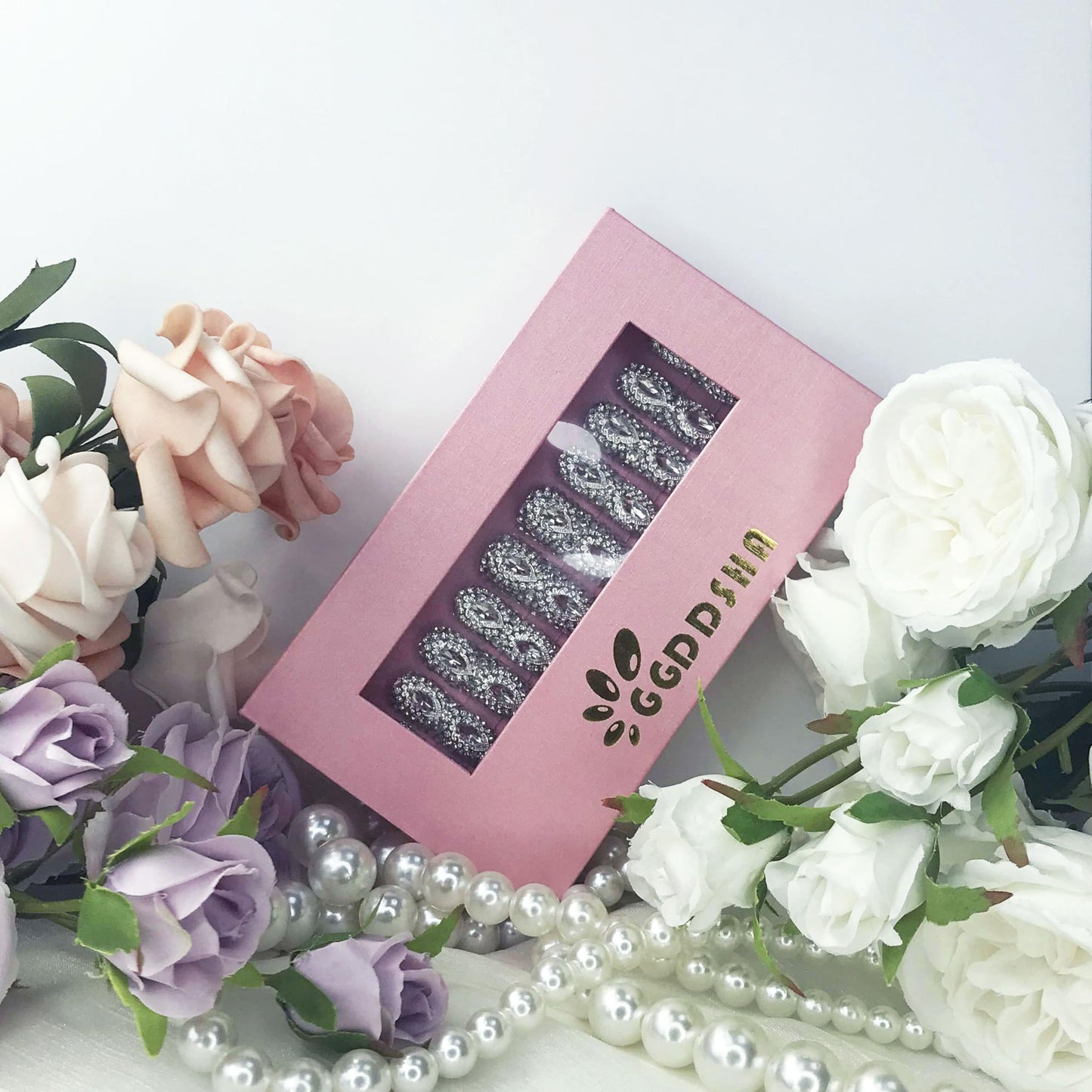 GGddsha Queen Of Haute Style Full Diamond Long NailsPMMA Acrylic Handmade Full Deluxe 3D Crystal Fake Nailsw Box, Gift For Women,Luxe Divinity - DropOnline.co