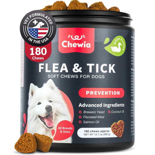 Dog Flea And Tick Treatment Chews FleaTick Prevention For Dogs Chewables Natural Dog Flea & Tick Control Soft Treats Immune Support Supplement - DropOnline.co