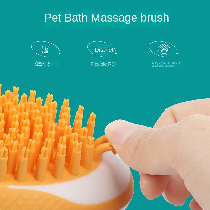 Dog Cat Bath Brush 2-in-1 - Pet SPA Massage Comb with Soft Silicone for Grooming & Shower - DropOnline.co